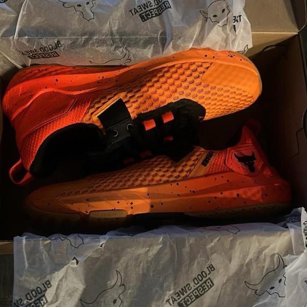 Under Armour Orange and Black Project Rock BSR 4 Trainers